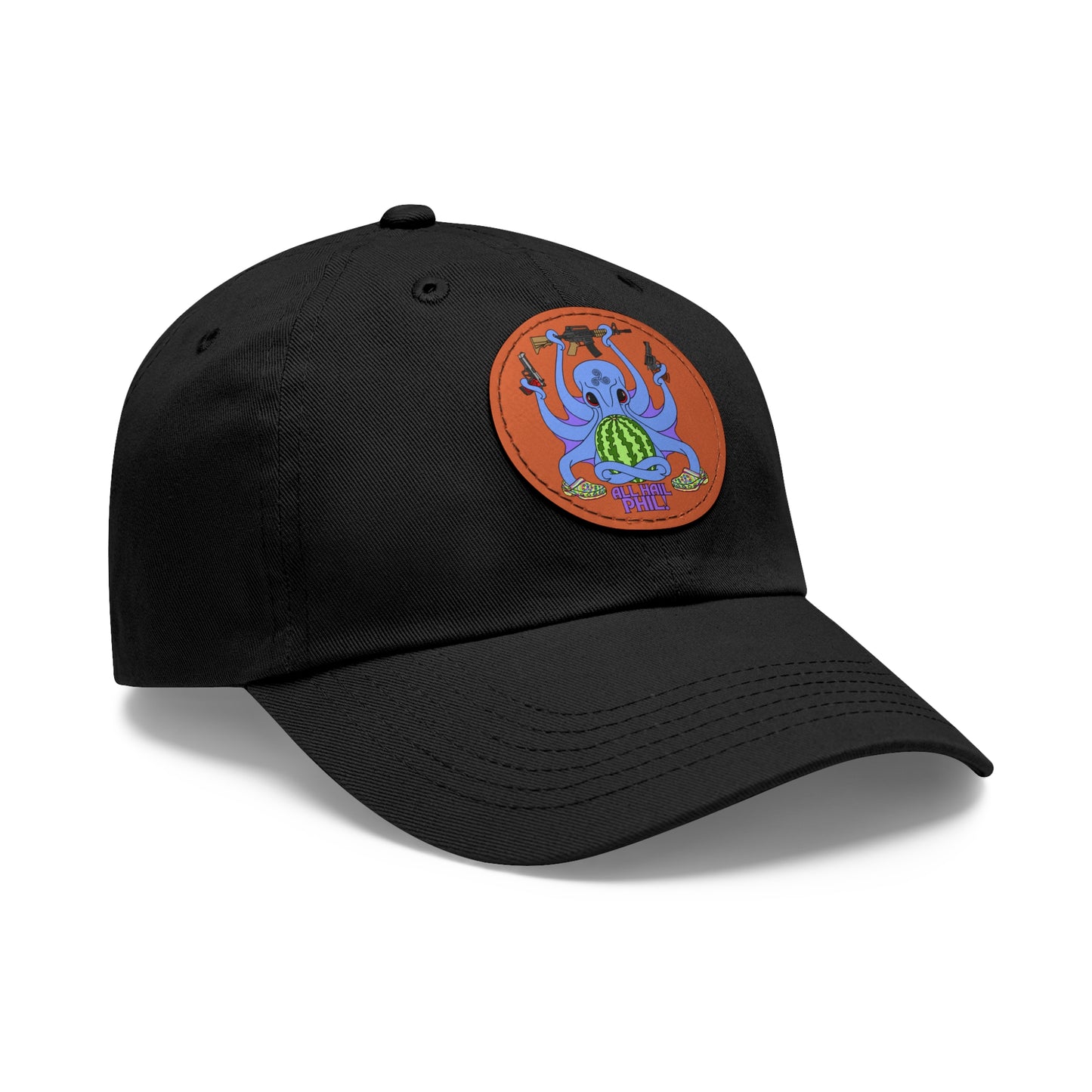 All Hail Phil! (clr) Dad Hat with Leather Patch (Round)