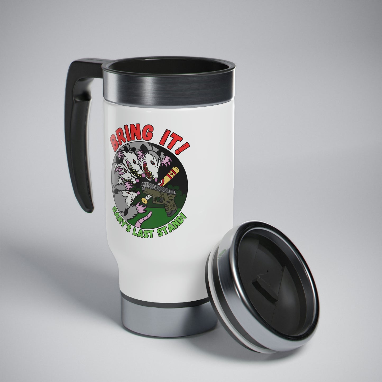 Bring It! Stainless Steel Travel Mug with Handle, 14oz